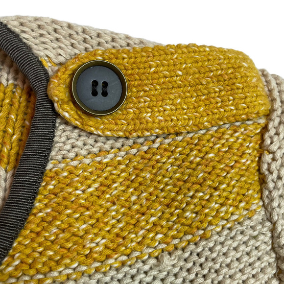 LOFT Mustard Yellow and Cream Striped Military Style Cardigan Women’s Size Small - Picture 6 of 8